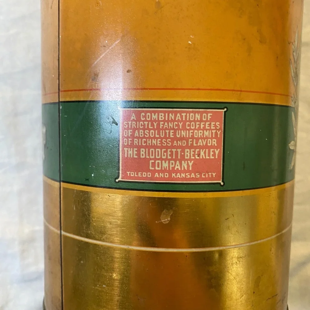 Antique Old Master Coffee Tin 3 Lb BB Co Blodgett Beckley Royal Tender Steel Cut